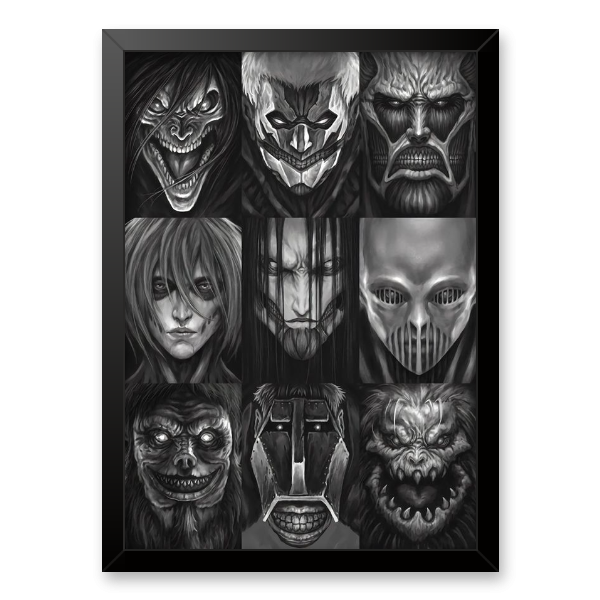 coleção 4 quadros attack on titan personagens